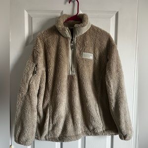 Tan fuzzy new balance quarter zip